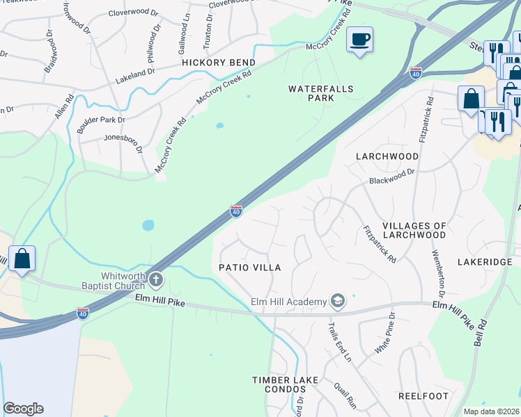 map of restaurants, bars, coffee shops, grocery stores, and more near 1041 Patio Dr in Nashville