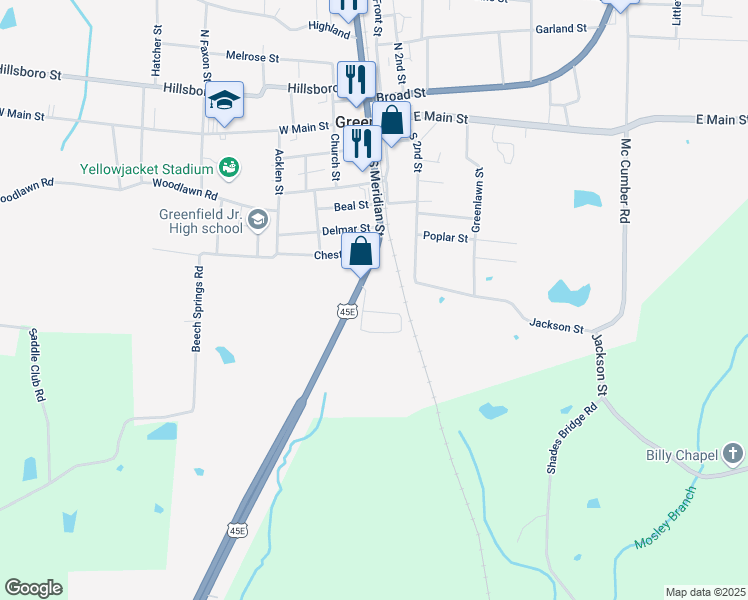 map of restaurants, bars, coffee shops, grocery stores, and more near 195 Linden Street in Greenfield