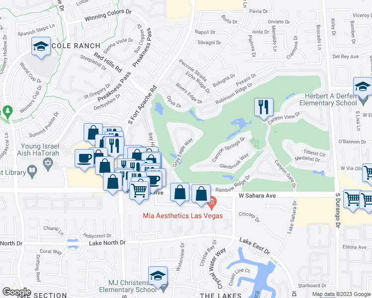 map of restaurants, bars, coffee shops, grocery stores, and more near 2020 Gray Eagle Way in Las Vegas