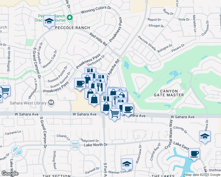 map of restaurants, bars, coffee shops, grocery stores, and more near 2200 South Fort Apache Road in Las Vegas