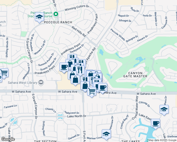 map of restaurants, bars, coffee shops, grocery stores, and more near 2200 South Fort Apache Road in Las Vegas
