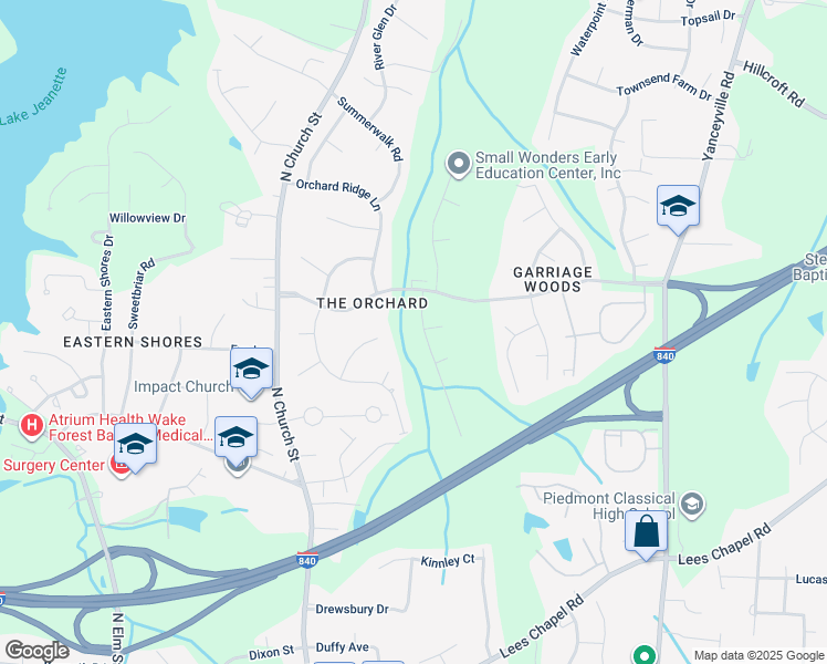 map of restaurants, bars, coffee shops, grocery stores, and more near 4919 Shady Pine Drive in Greensboro