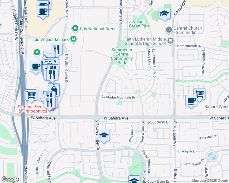 map of restaurants, bars, coffee shops, grocery stores, and more near 10560 Olympic Pine Drive in Las Vegas
