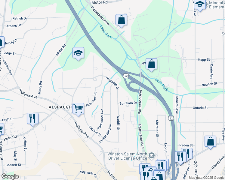 map of restaurants, bars, coffee shops, grocery stores, and more near 420 Parkwood Avenue in Winston-Salem