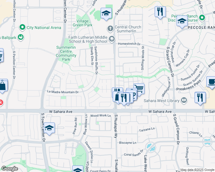map of restaurants, bars, coffee shops, grocery stores, and more near 2220 Tulip Tree Street in Las Vegas