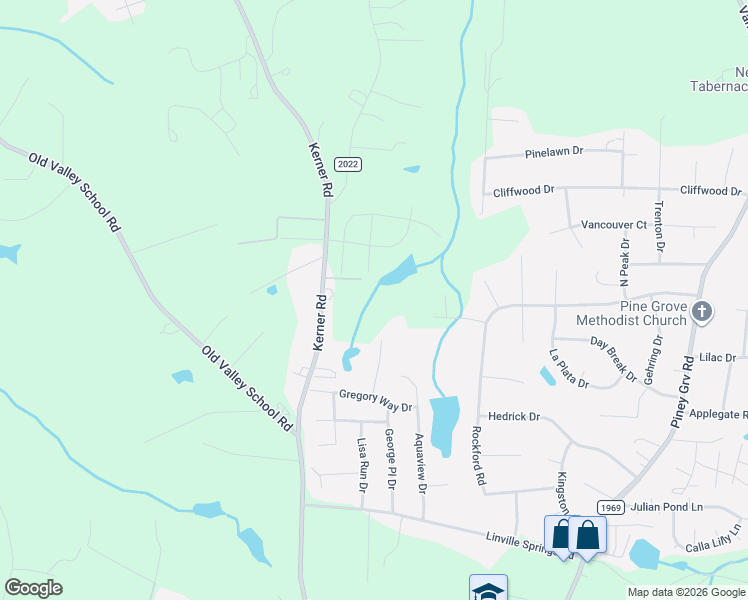 map of restaurants, bars, coffee shops, grocery stores, and more near 1091 Kerner Road in Kernersville