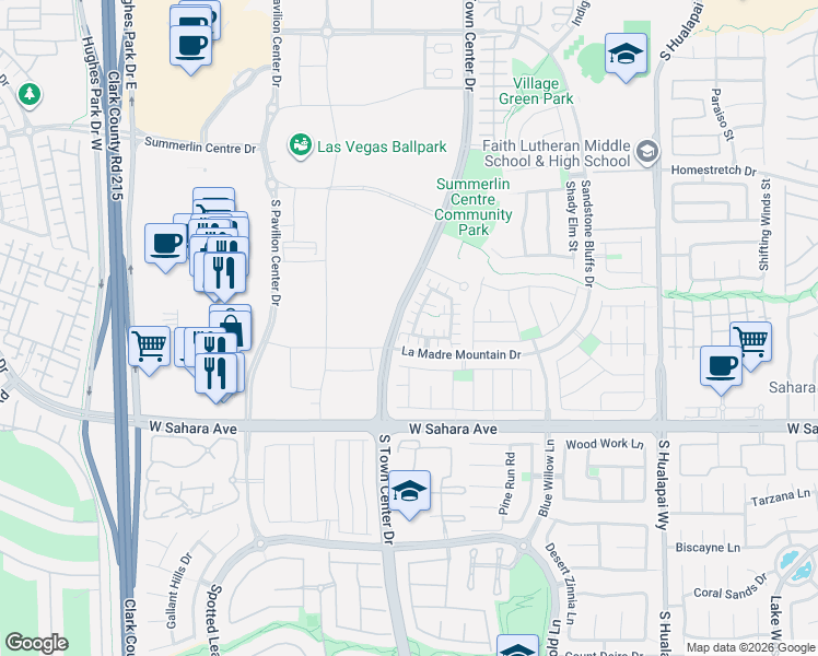 map of restaurants, bars, coffee shops, grocery stores, and more near 10667 Olympic Pine Drive in Las Vegas