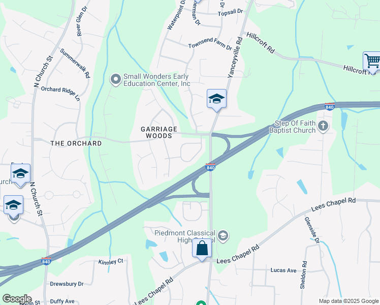 map of restaurants, bars, coffee shops, grocery stores, and more near 5014 Turnbridge Circle in Browns Summit
