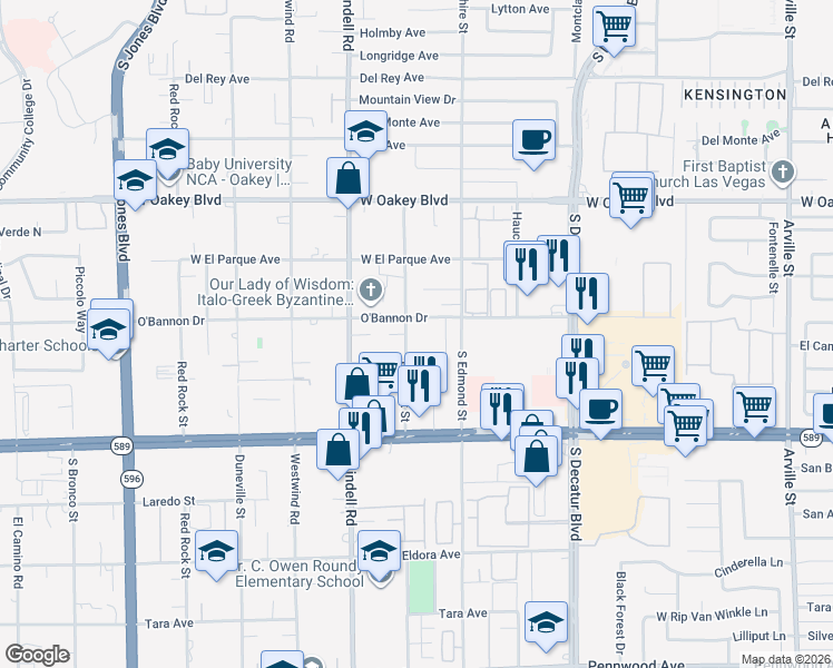 map of restaurants, bars, coffee shops, grocery stores, and more near 2228 Mohawk Street in Las Vegas