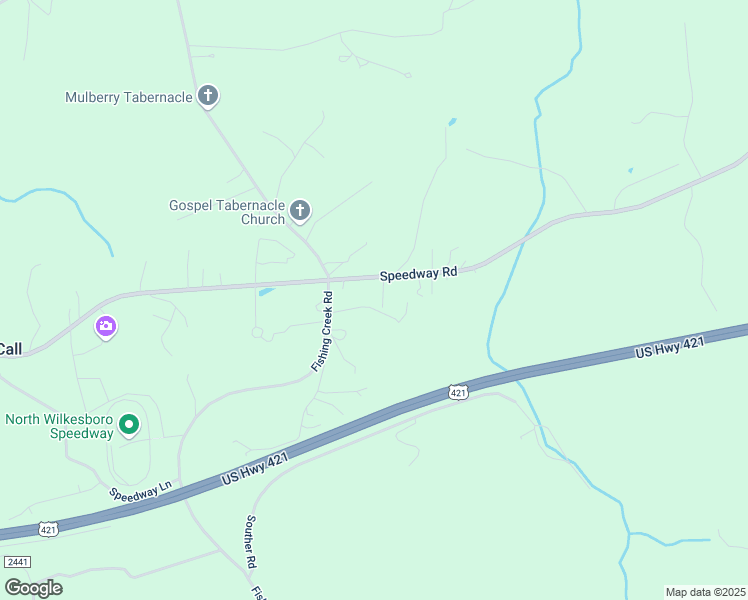 map of restaurants, bars, coffee shops, grocery stores, and more near 223 Foxglove Lane in North Wilkesboro