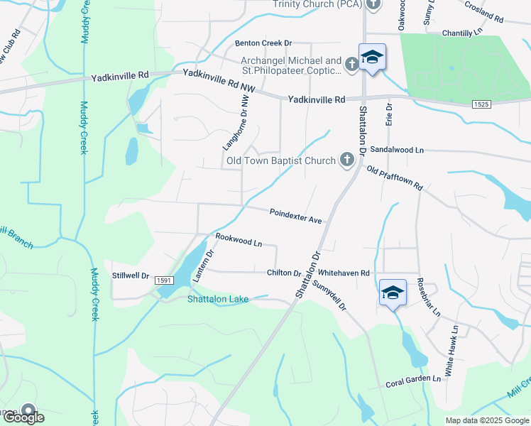 map of restaurants, bars, coffee shops, grocery stores, and more near 3936 Poindexter Avenue in Winston-Salem