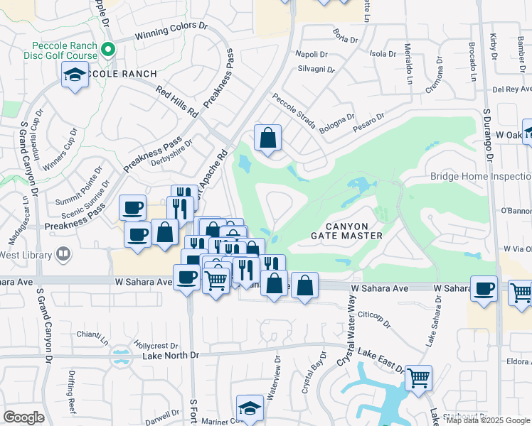map of restaurants, bars, coffee shops, grocery stores, and more near 2017 Eagle Trace Way in Las Vegas