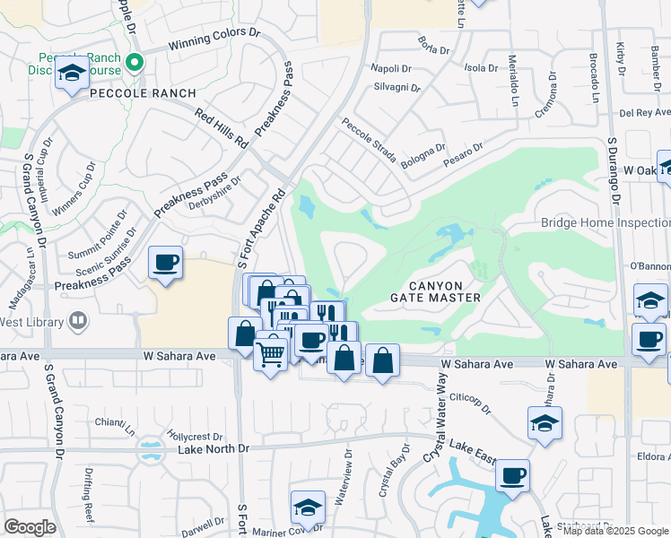 map of restaurants, bars, coffee shops, grocery stores, and more near 2017 Eagle Trace Way in Las Vegas