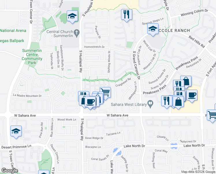 map of restaurants, bars, coffee shops, grocery stores, and more near 2109 Marble Gorge Drive in Las Vegas