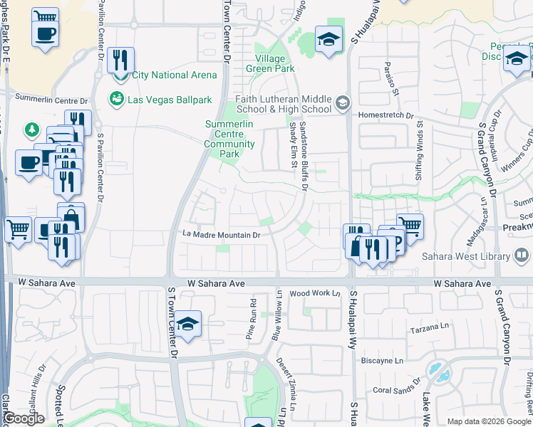 map of restaurants, bars, coffee shops, grocery stores, and more near 2187 Lone Desert Street in Las Vegas