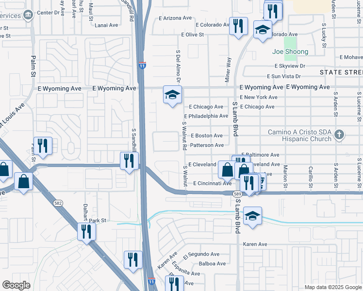 map of restaurants, bars, coffee shops, grocery stores, and more near 2208 Alisa Maria Way in Las Vegas