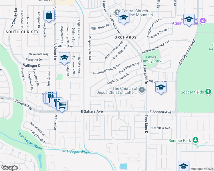 map of restaurants, bars, coffee shops, grocery stores, and more near 6145 Apple Orchard Drive in Las Vegas
