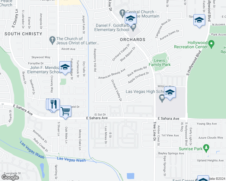 map of restaurants, bars, coffee shops, grocery stores, and more near 6145 Apple Orchard Drive in Las Vegas