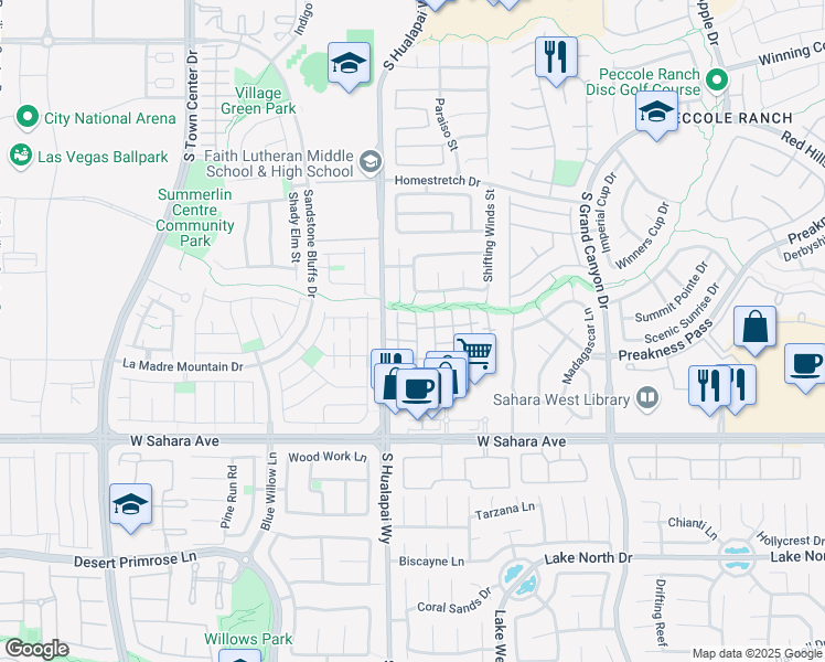 map of restaurants, bars, coffee shops, grocery stores, and more near 2053 Jasper Bluff Street in Las Vegas