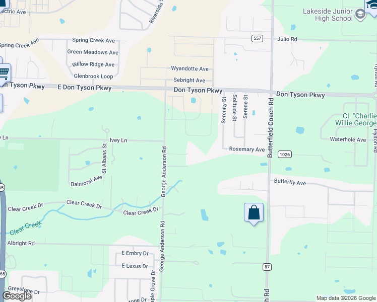 map of restaurants, bars, coffee shops, grocery stores, and more near 4101 George Anderson Road in Springdale