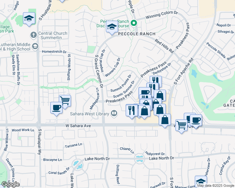 map of restaurants, bars, coffee shops, grocery stores, and more near 2021 Summit Pointe Drive in Las Vegas