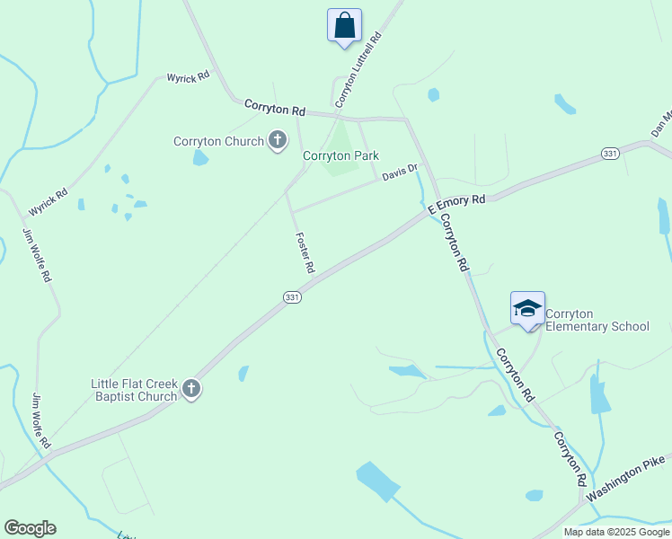 map of restaurants, bars, coffee shops, grocery stores, and more near 9305 East Emory Road in Corryton