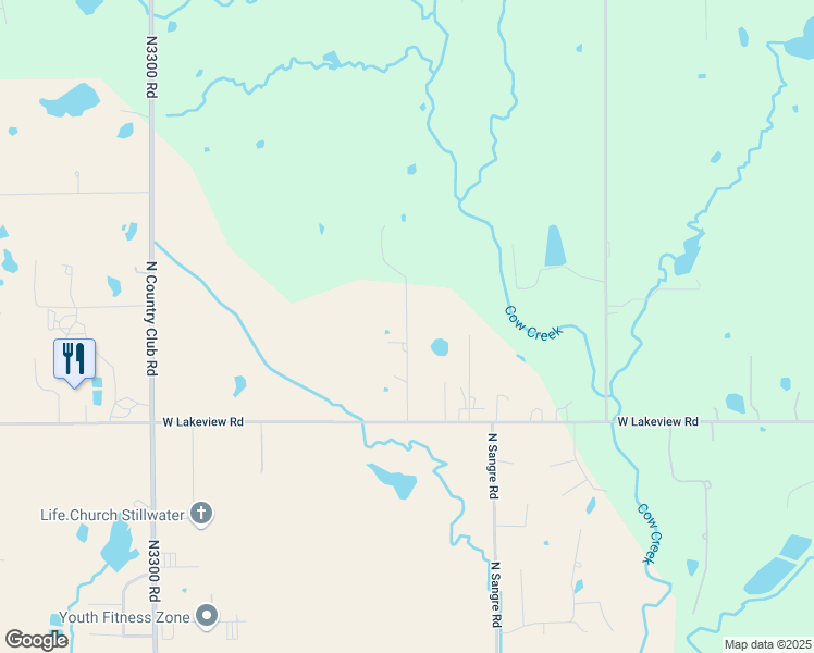 map of restaurants, bars, coffee shops, grocery stores, and more near 2617 Coyote Run in Stillwater