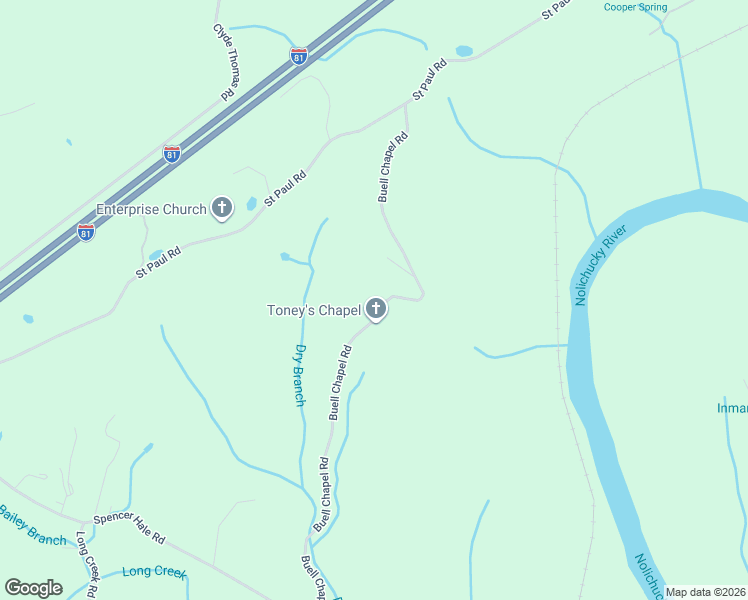 map of restaurants, bars, coffee shops, grocery stores, and more near 5058 Buell Chapel Road in Morristown