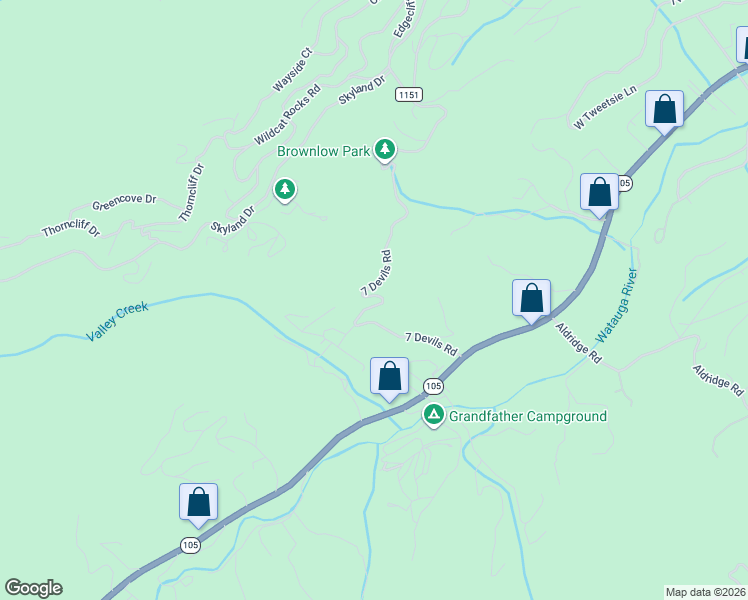 map of restaurants, bars, coffee shops, grocery stores, and more near 561 7 Devils Road in Banner Elk