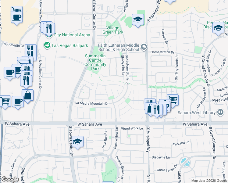 map of restaurants, bars, coffee shops, grocery stores, and more near 2164 Lone Desert Street in Las Vegas