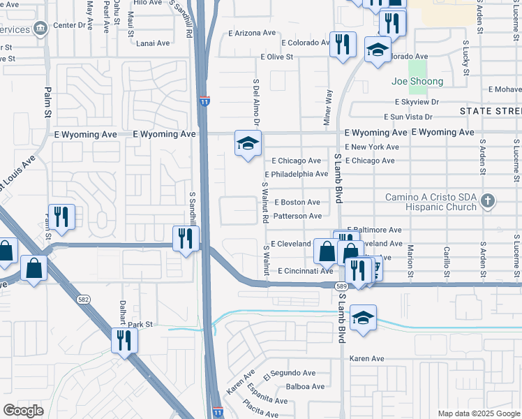 map of restaurants, bars, coffee shops, grocery stores, and more near 2178 Alisa Maria Way in Las Vegas