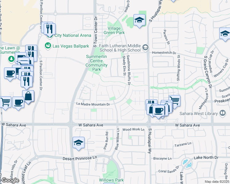 map of restaurants, bars, coffee shops, grocery stores, and more near 2164 Lone Desert Street in Las Vegas
