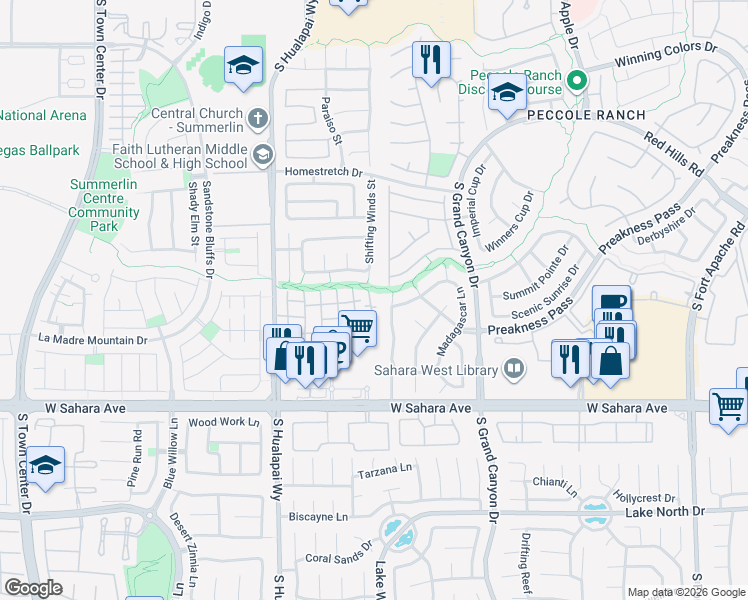 map of restaurants, bars, coffee shops, grocery stores, and more near 2000 Quartz Cliff Street in Las Vegas