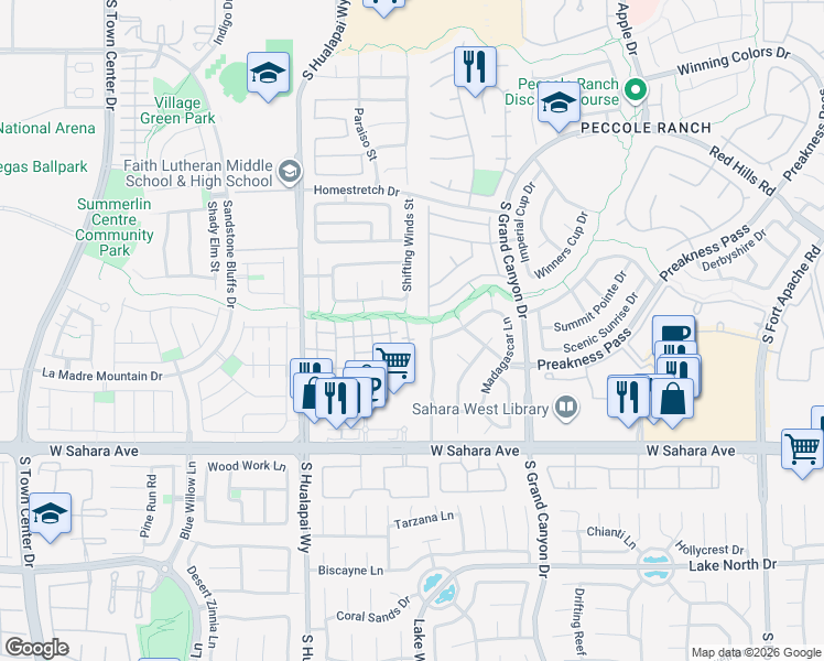 map of restaurants, bars, coffee shops, grocery stores, and more near 1925 Warrenville Street in Las Vegas