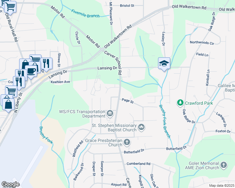 map of restaurants, bars, coffee shops, grocery stores, and more near 4280 Viking Drive in Winston-Salem