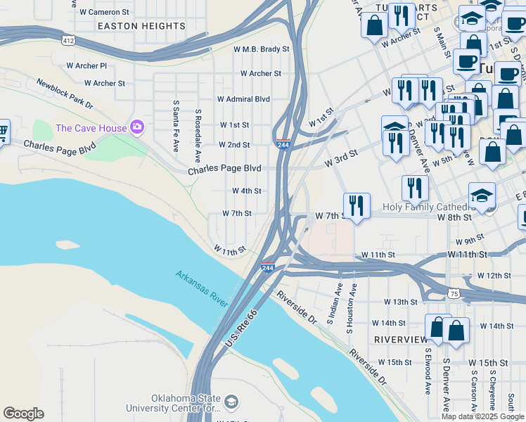 map of restaurants, bars, coffee shops, grocery stores, and more near 403 South Nogales Avenue in Tulsa