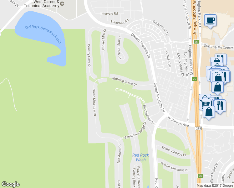 map of restaurants, bars, coffee shops, grocery stores, and more near 2299 Red Springs Drive in Las Vegas