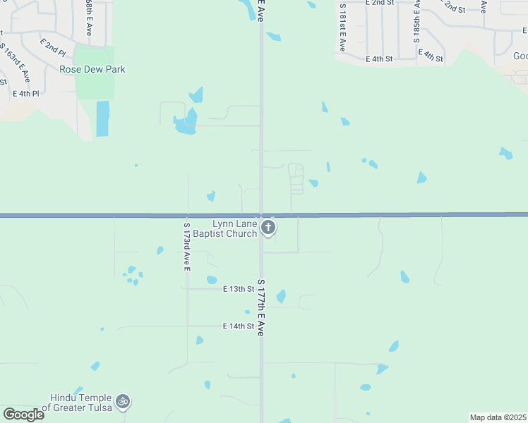 map of restaurants, bars, coffee shops, grocery stores, and more near 17701 East 11th Street in Tulsa