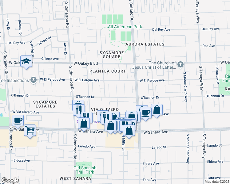 map of restaurants, bars, coffee shops, grocery stores, and more near 2101 Diamond Bar Drive in Las Vegas
