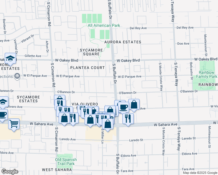 map of restaurants, bars, coffee shops, grocery stores, and more near 2131 Alexa Breanne Court in Las Vegas