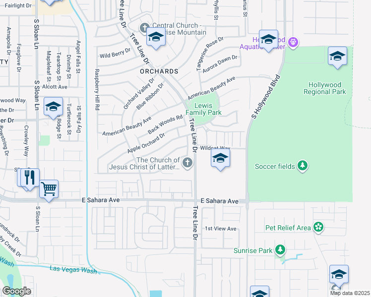 map of restaurants, bars, coffee shops, grocery stores, and more near 6348 Berry Patch Way in Las Vegas