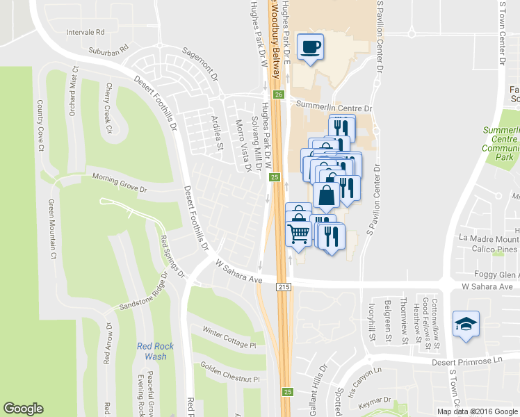 map of restaurants, bars, coffee shops, grocery stores, and more near 2296 Malaga Peak Street in Las Vegas