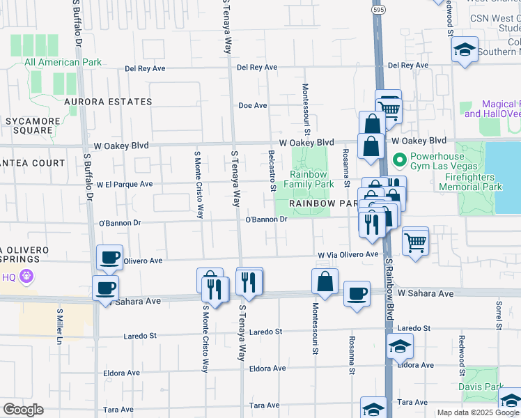 map of restaurants, bars, coffee shops, grocery stores, and more near 2111 Bogart Court in Las Vegas