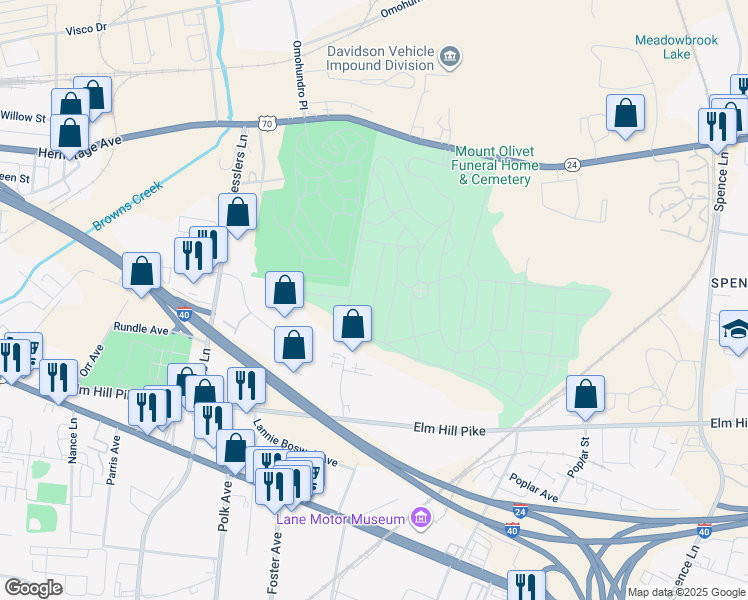 map of restaurants, bars, coffee shops, grocery stores, and more near in Nashville