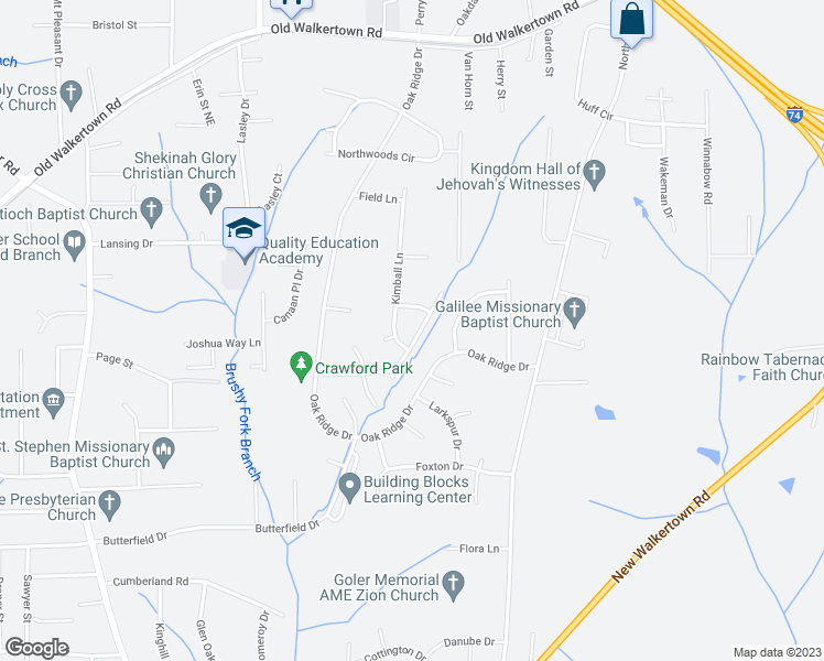 map of restaurants, bars, coffee shops, grocery stores, and more near 4309 Orchid Drive in Winston-Salem