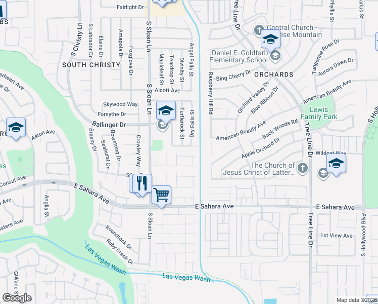 map of restaurants, bars, coffee shops, grocery stores, and more near 5967 Bonita Canyon Avenue in Las Vegas