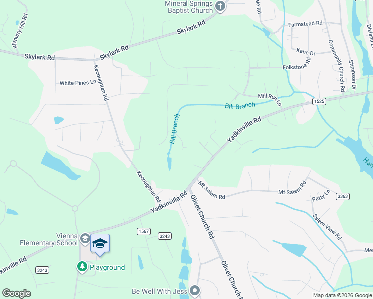 map of restaurants, bars, coffee shops, grocery stores, and more near 5967 Honeycomb Lane in Pfafftown