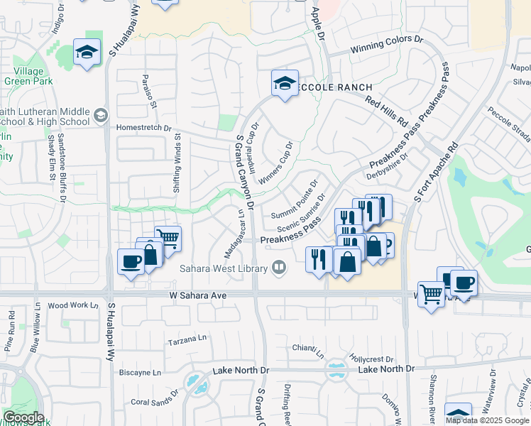 map of restaurants, bars, coffee shops, grocery stores, and more near 2045 Summit Pointe Drive in Las Vegas