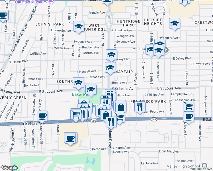 map of restaurants, bars, coffee shops, grocery stores, and more near in Las Vegas