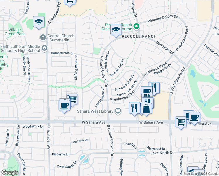 map of restaurants, bars, coffee shops, grocery stores, and more near 2005 Ridge Rim Street in Las Vegas